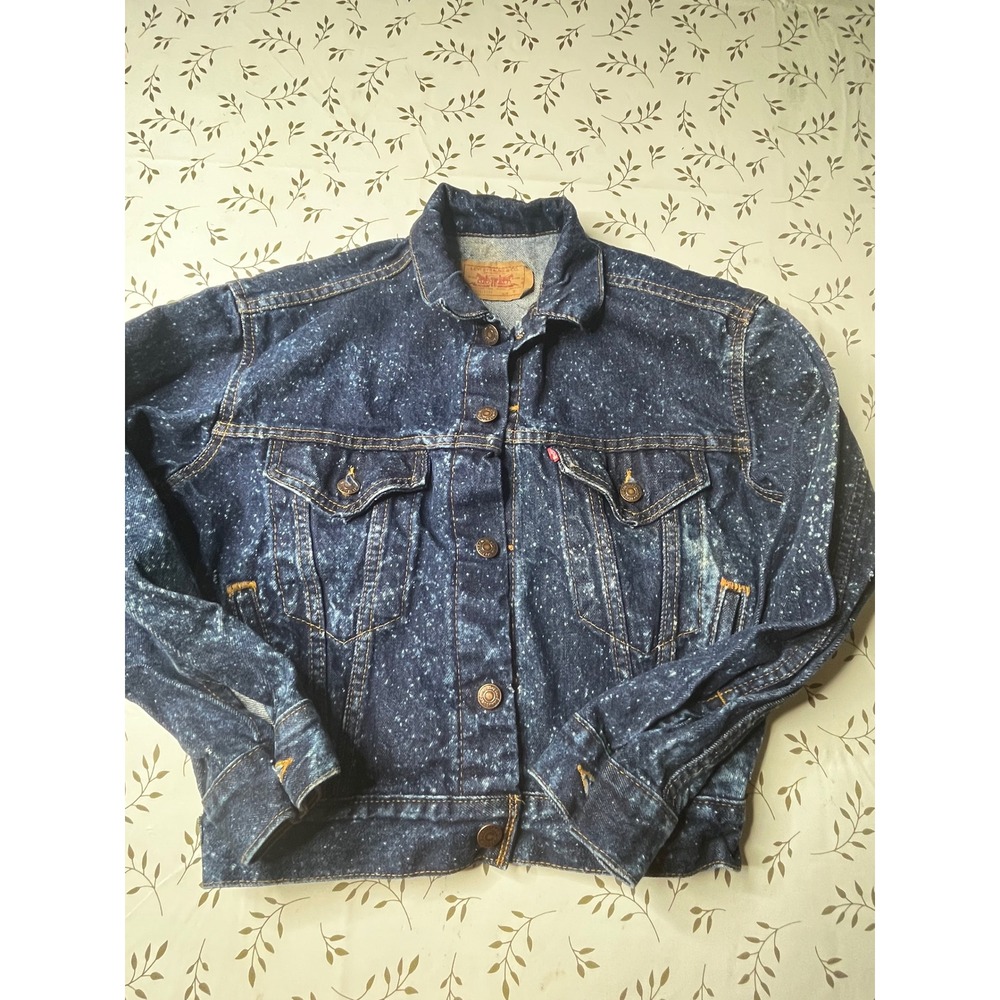 Vintage Levis 57514-1110 Denim Trucker Jacket Acid Wash galactic USA Blue M 80s